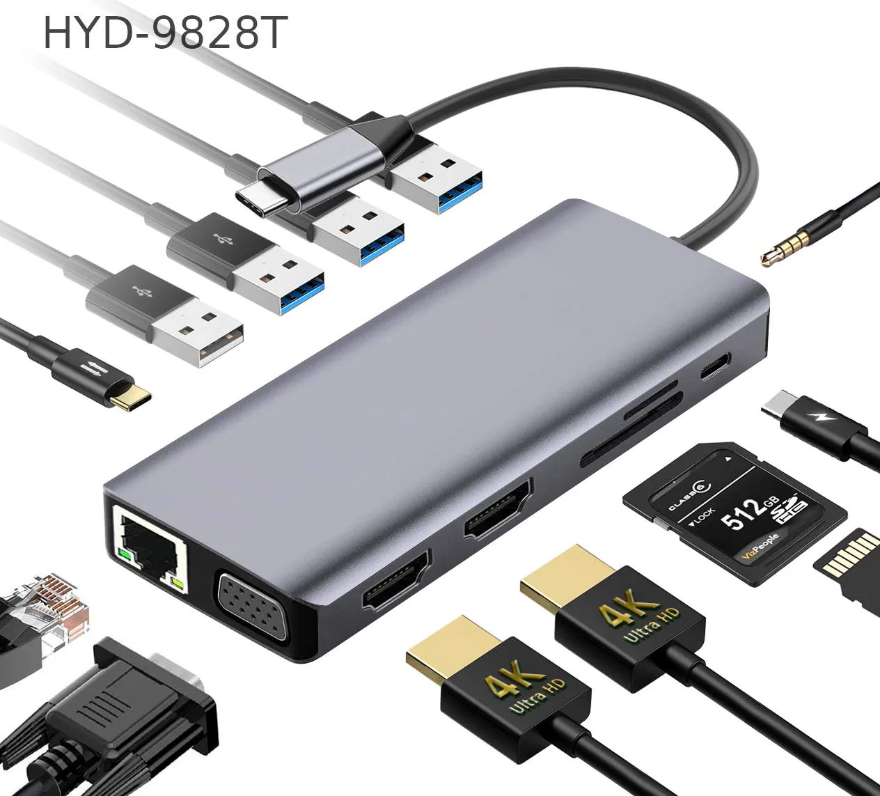 13 в 1 адаптер Type-C для зарядки Macbook Pro PD и видеовыхода