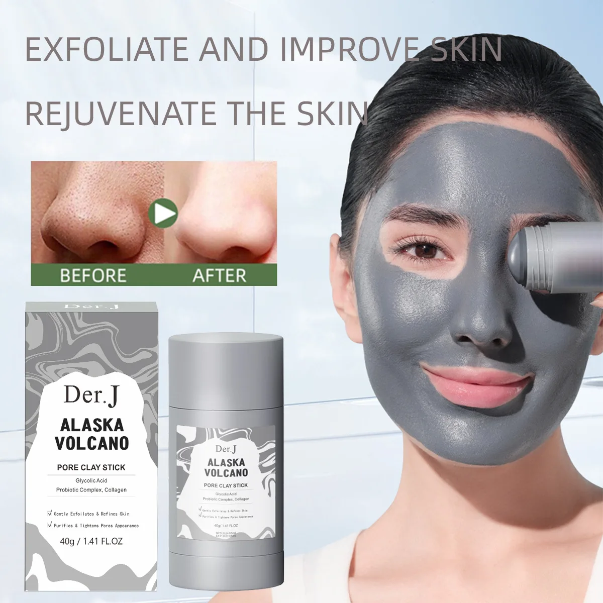 Private Label Customize Logo Face Skin Care Whitening Deep Cleaning Mud Masking Clay Stick Mask