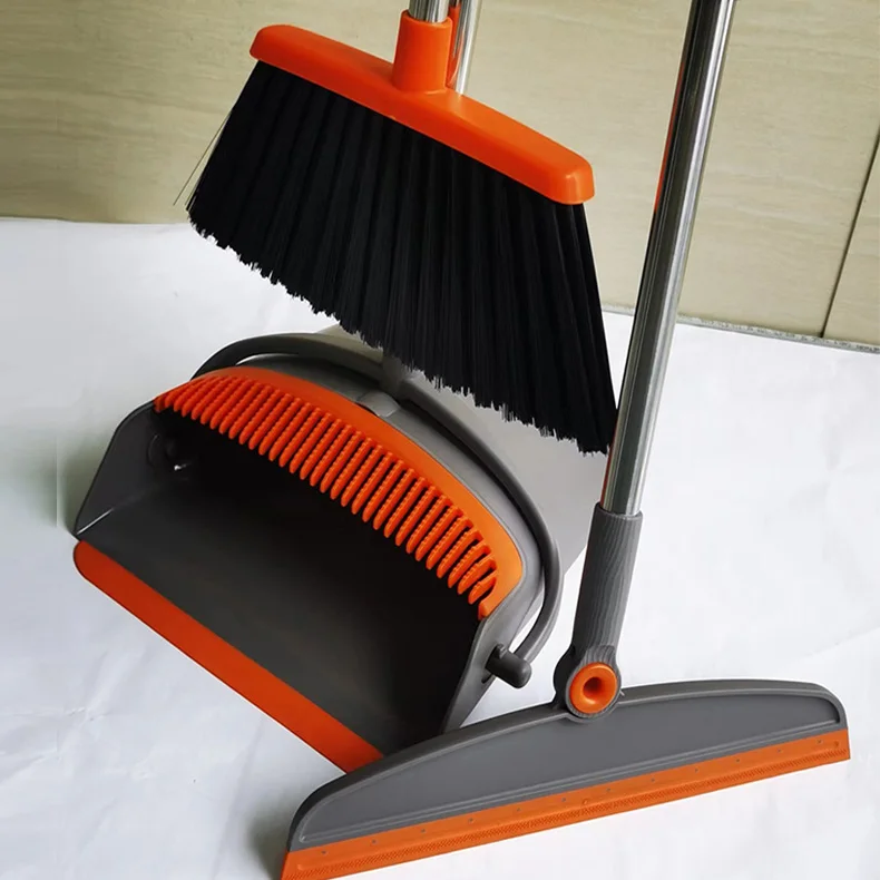 rubber wind proof 2 in 1 shovel garbage household adjustable wiper comb foldable folder floor broom set magic windproof upright