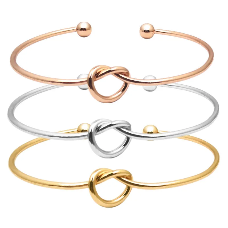 14K Gold Plated Fashion Adjustable Cuff Bracelets Forever Love Knot Infinity Bracelets for Women
