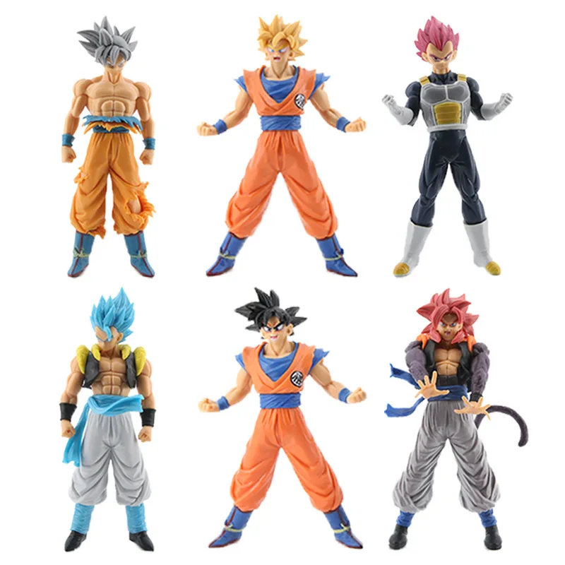 6pcs DragonBalls Super Saiyan God Action Figure Son Goku Gohan Vegeta Vegetto Ultra Instinct Model Toys Gift