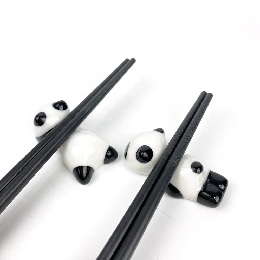 hot sale 5prs  Fiberglass  bamboo   chopsticks   5pcs  ceramic panda rest for Gift BOX Dishwasher safe