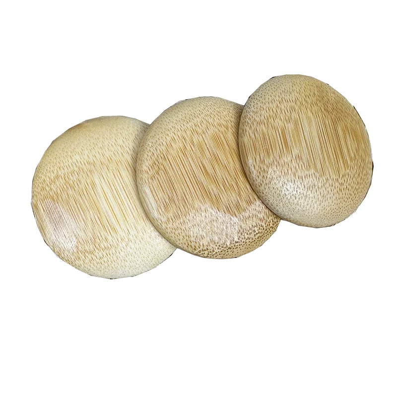 3 pack kitchen condiment mini sushi wood tray round Solid wood disc plate Bamboo wood creative dipping sauce plate