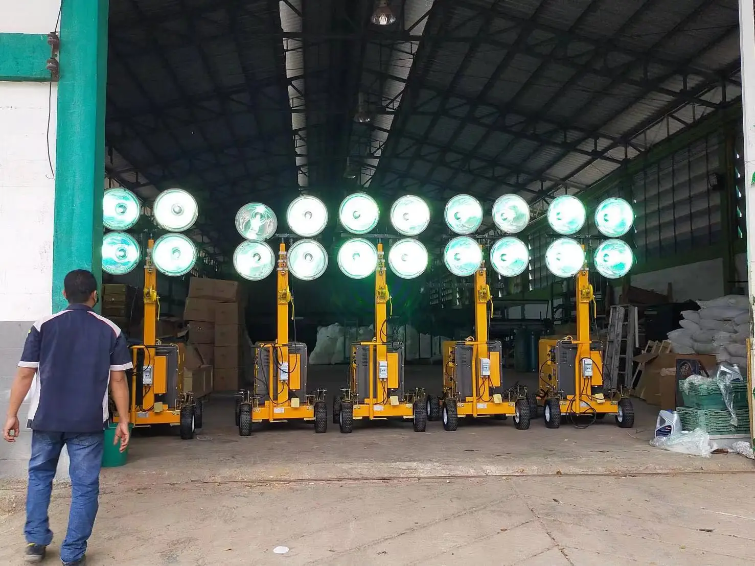 5m mast led sport lighting mobile wanker flood lighting tower with 5kw diesel generator