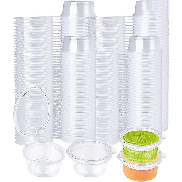 one-piece 2oz butter packaging biodegradable portion container round disposable pp plastic sauce cup with lid taste cup