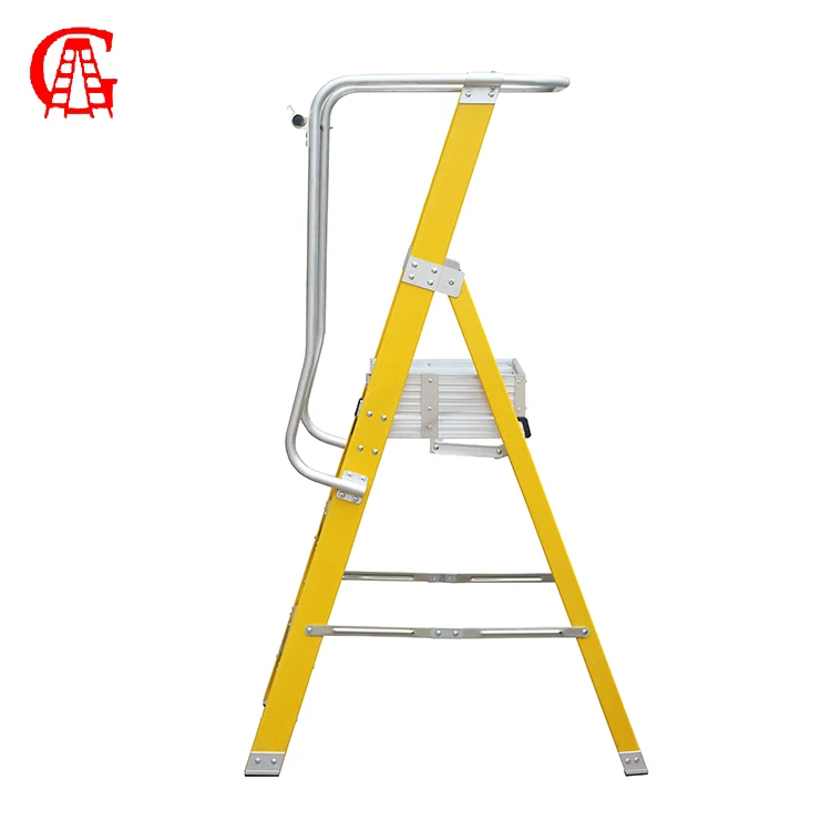 Hot sale factory direct FRP insulated step ladder  fiberglass platform ladder with handrail