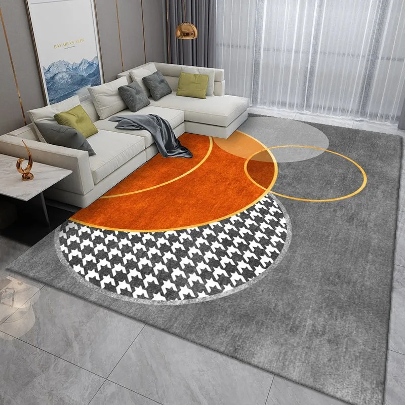High quality Machine Washable, 3D printing modern plain geometric Patterned Fluffy Modern bedroom area rug For home decor/