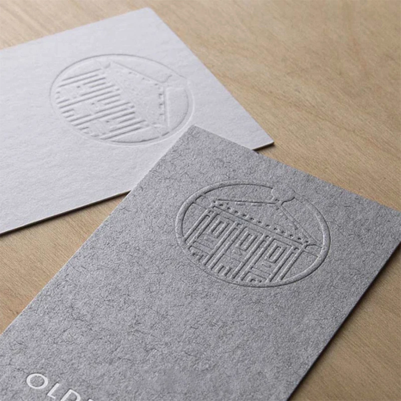 Luxury custom printing debossed/emboss 500gsm cotton paper cardboard name business card