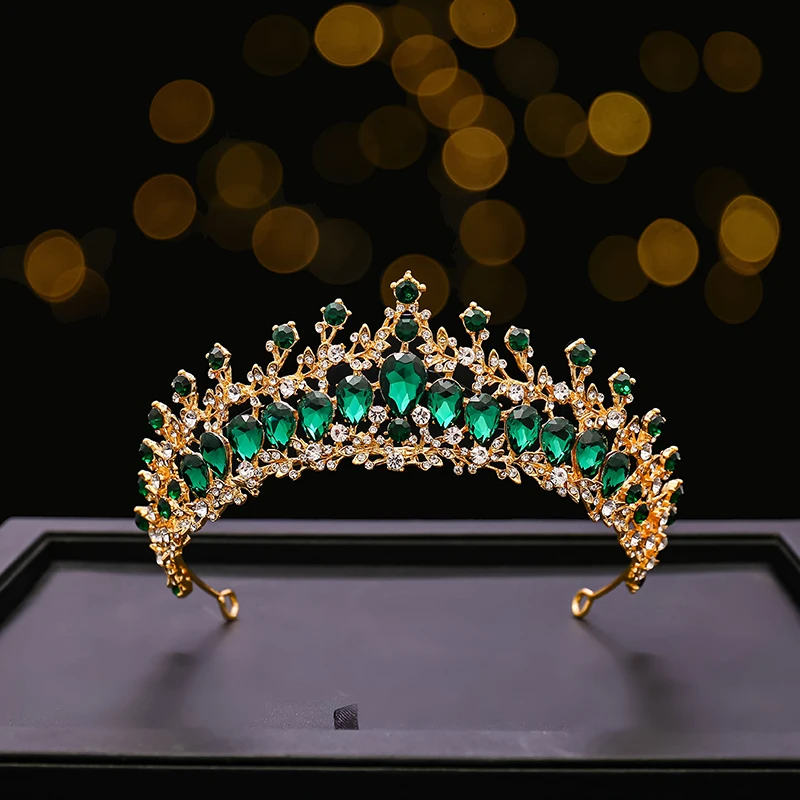 Jewelry crown Shiny Diamond  Wedding Hoop hair Accessories Jewelry Gold Crown Sweet Crystal Princess Tiara