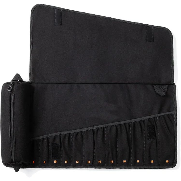 Factory Custom Hardware Tool Storage Bag Multi-pockets and One Zipper Pocket Roll Up Thickened Tool Bag
