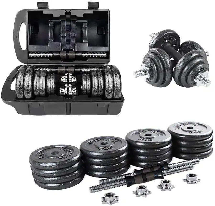 Wholesale Adjustable 15kg 20kg 30kg 50KG Dumbbell Set Weight Lifting Chrome Barbell Adjustable Dumbbell Barbell Set