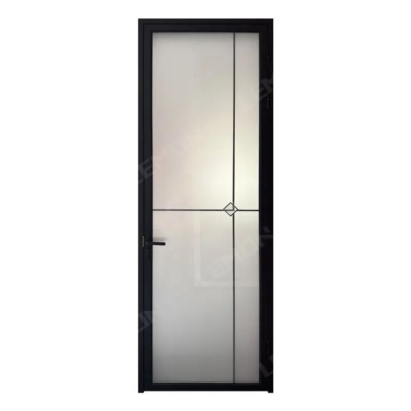 New Commercial Home Alu-framed Hinged Swing Door With Frosted Glass