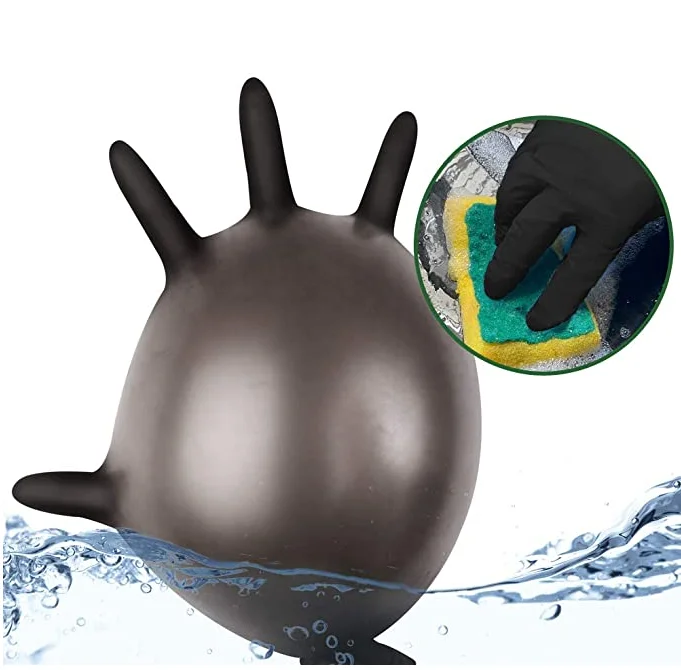 Powder Free Disposable Nitrile Gloves Large -100 Pack, Black Medical Exam Gloves