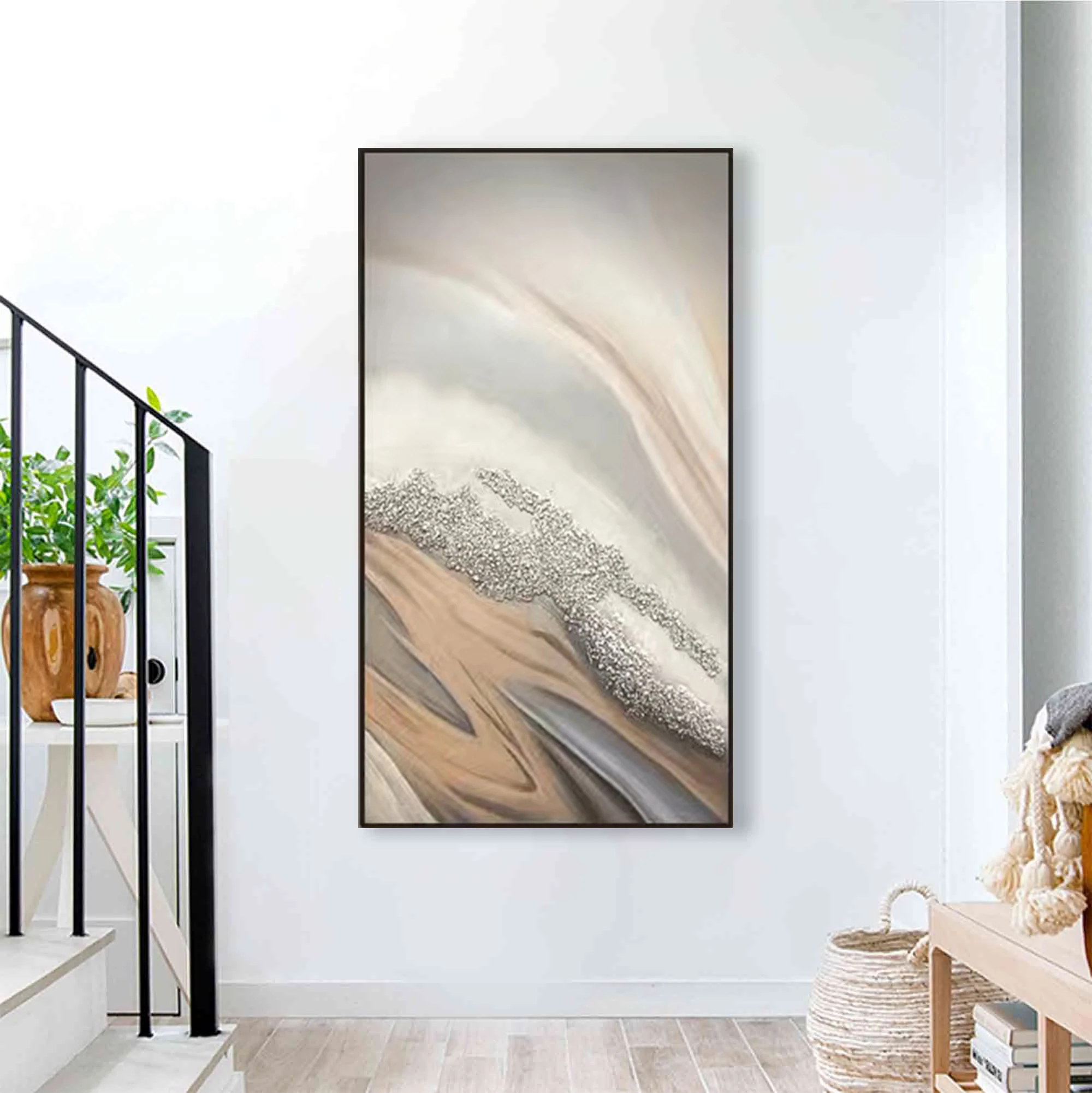 Abstract Landscape Oil Painting on Canvas Featuring Sandstone Wall Art Picture for Home Decor