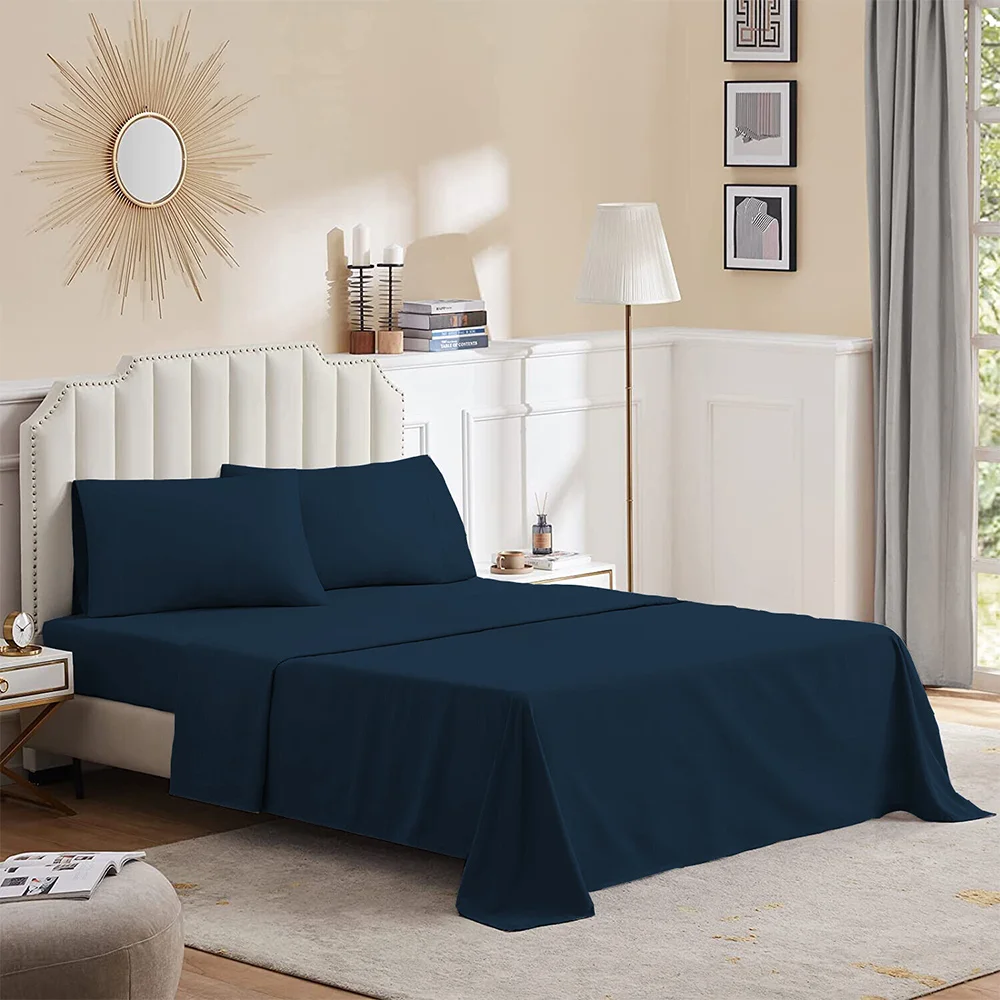 Cotton Bed Sheet Set Wholesale Plain Dyed Breathable Hotel Luxury Bedding Sets Egyptian Cotton Custom Bed Sheet Set
