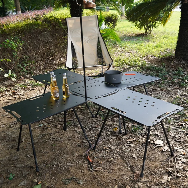 OEM Portable Ultralight Multifunctional Foldable Aluminum Metal Beach Tactics IGT Folding Camping Outdoor Picnic Table