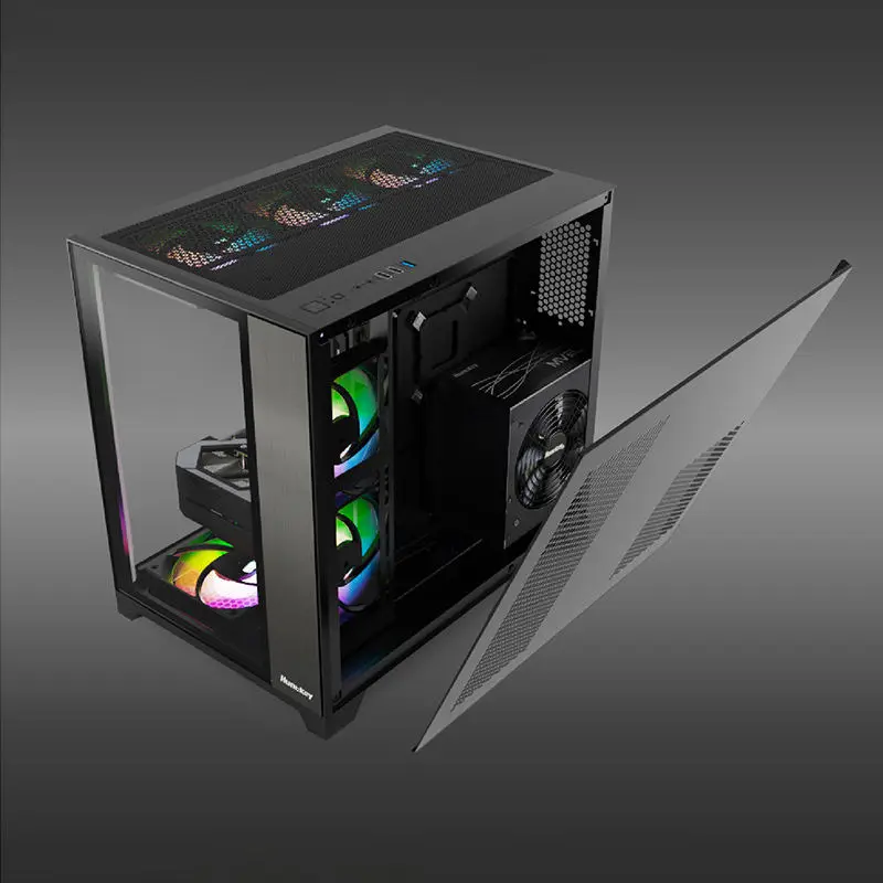 Full Tower Gaming Case Tempered Glass ATX Computer with Screen Desktop PC for gamer pc