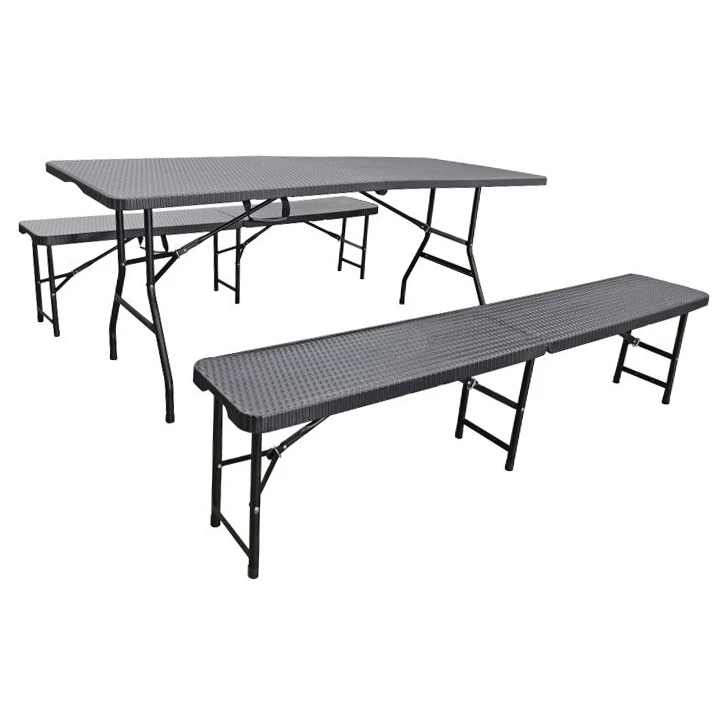 Plastic Black Folding Bench Outdoor Garden Foldable Camping Rattan Bench