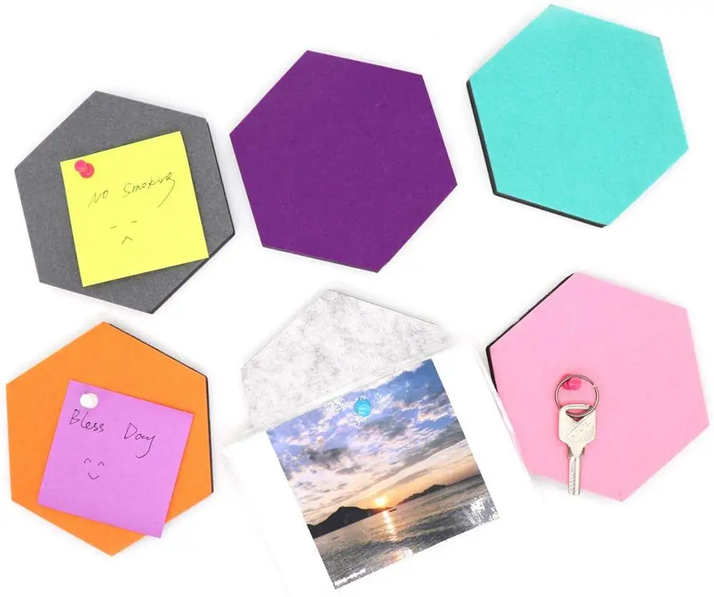 
Amazon decoration home decor colorful self adhesive eva foam cork memo board hexagon wall tiles felt bulletin board 