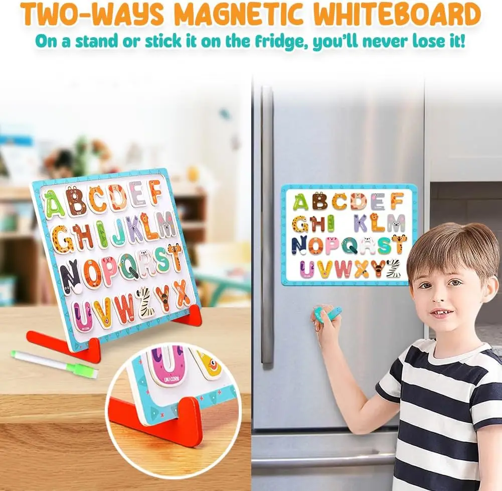 Educating Kids Preschool Learning Spelling Games Refrigerator Magnets Educational Toy Set 41 Pcs Magnetic Alphabet For Toddlers