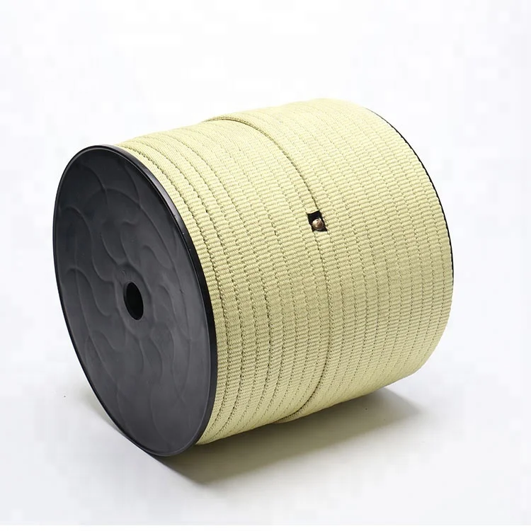 Heat Fire Resistant Flat Aramid Fiber Customized Braided Kevlar Ropes tempered glass machine roller rope