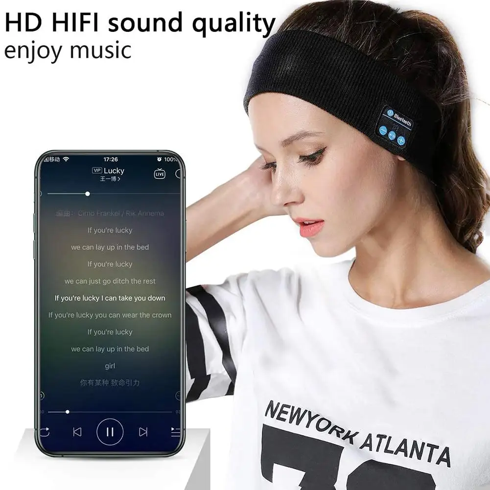 2021 New BT Music Headbands Sport Running Knitted Sleeping Headwear Headphone Speaker Headset Fitness Head Band for man woman