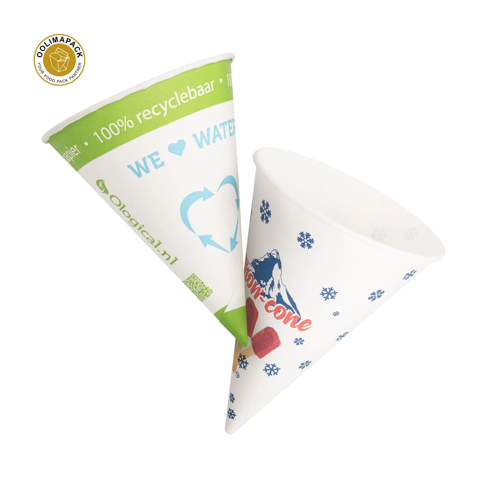 OOLIMA Eco Friendly Wax Coated Cone Paper Cup For Airport Bookstore