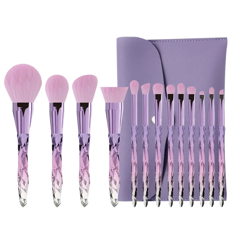 Custom Label Sparkly 13 Pcs  Foundation Eyeshadow Bling Makeup Brushes Set Cosmetic Make Up Brushes Tools Kit