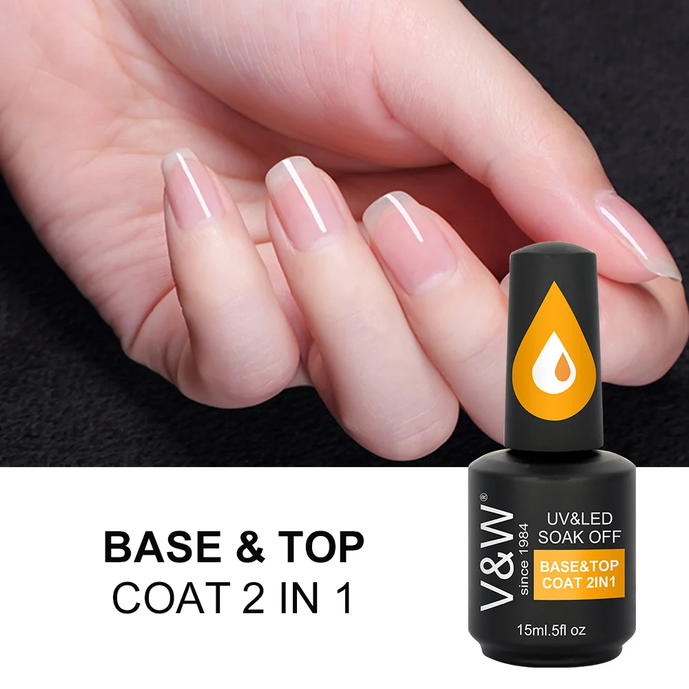 best supplier top and base coat gel nails 2 in 1 nail polish 34 years manufacture OEM/ODM your private label