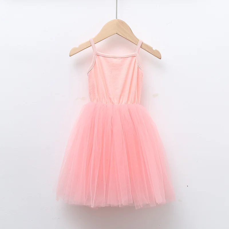 accept custom hot sale 1-3 years old baby summer sleeveless sling pure color cheap tulle smocked dresses for girls