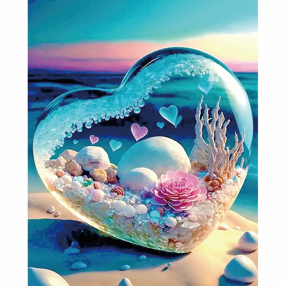 Best china low price diamond full open hot Beautiful Beach Love photo painting 5d diamond painting