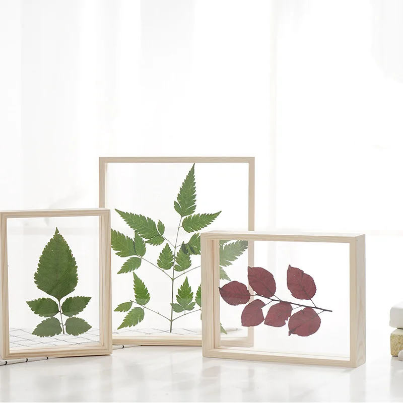 
Wood Double Sided Glass Three Dimensional Picture Frame Transparent Wood Photo Frame Customization 