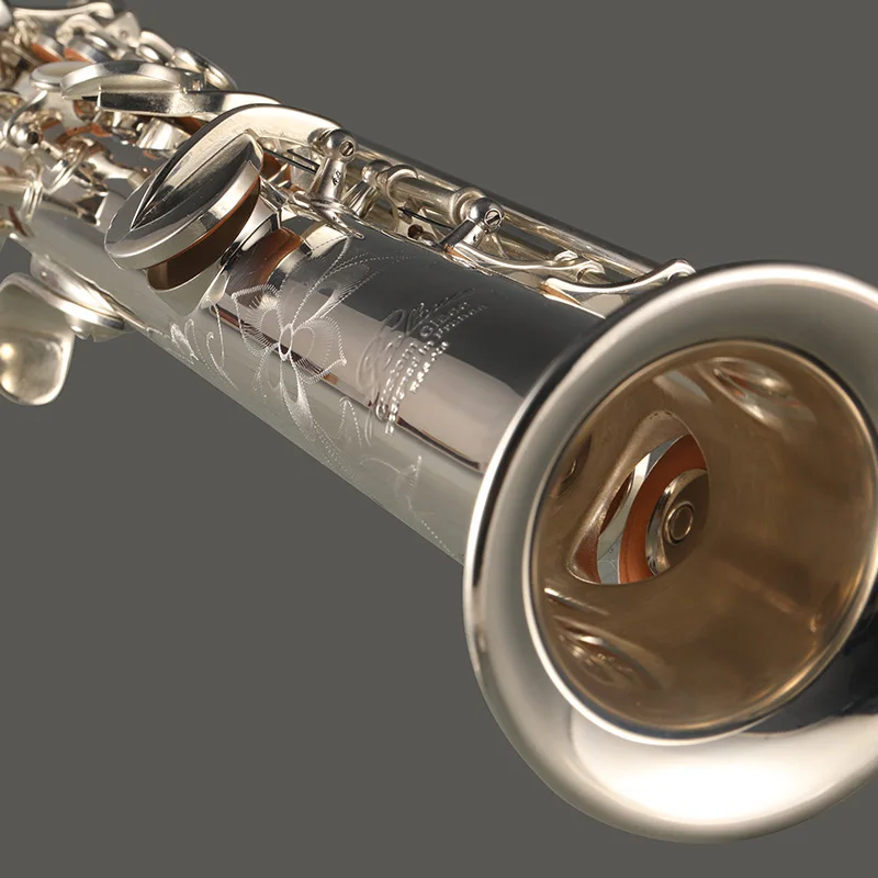 Саксофон высокого качества Прямые люминофоровая Медь тела серебрение ключи RSS-X6 сопрано саксофон
