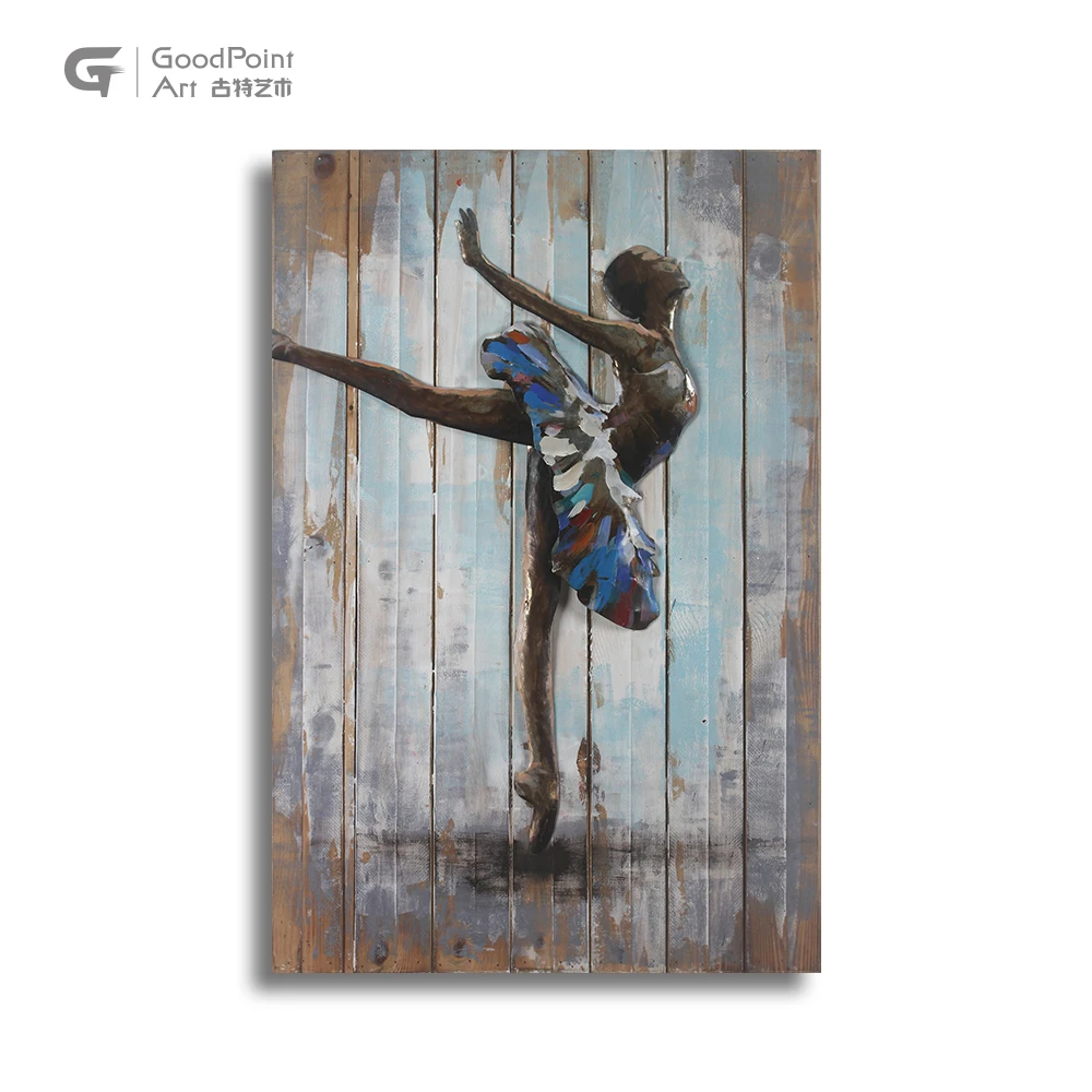 
Metal crafts iron wall painting framed nude dancing girl sculpture for gift 