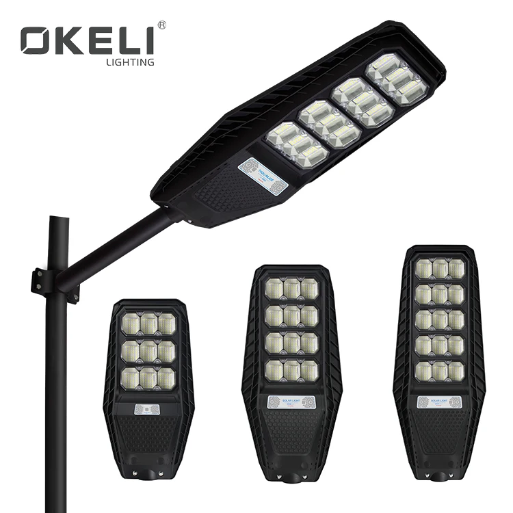OKELI ABS IP65 Outdoor 100W 200W 300W Outdoor Motion Sensor Integrated All In One Solar Led Streetlight