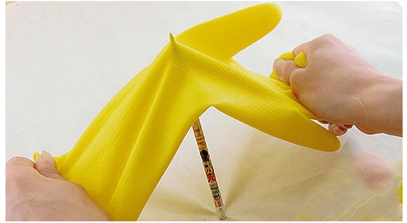 Rubber Cleaning Gloves Kitchen Dishwashing Glove 3-Pairs Waterproof Reusable