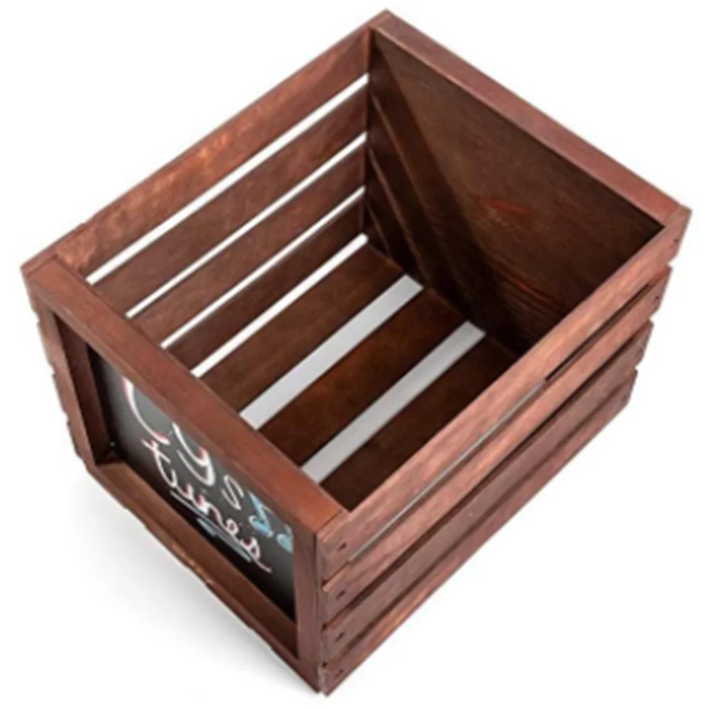 Chalkboard Vinyl Record Storage Sark Brown Wooden Crate