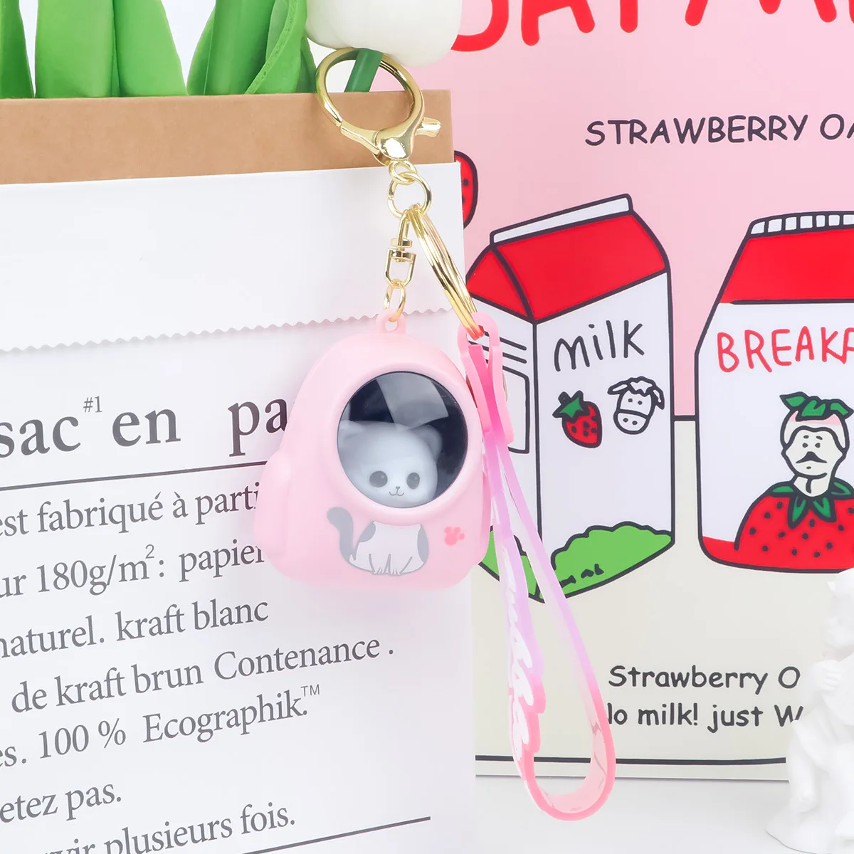 Led Keychain Creative Gifts Couple Keychain Customized Backpack Cat Keychain With LED Light