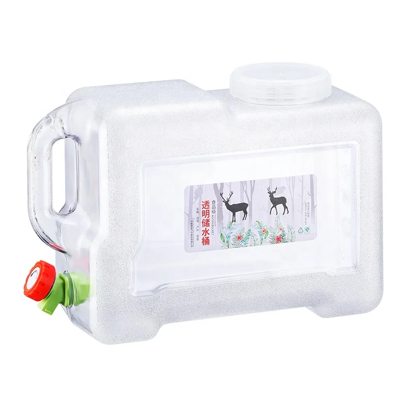 10L white transparent outdoor camping water storage bucket food grade PC with faucet car mounted self driving pure water bottle