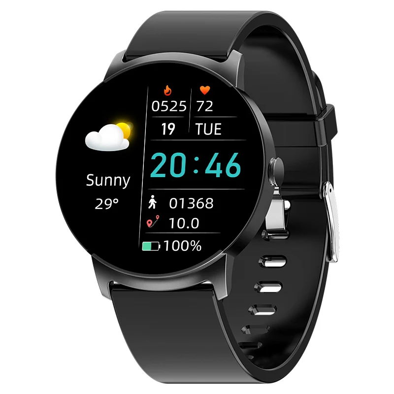 KS02 2022 new BT 5.1 IP67 1.32 inch round fitness multi movement SMS alert temperature NFC blood glucose monitor smart watch