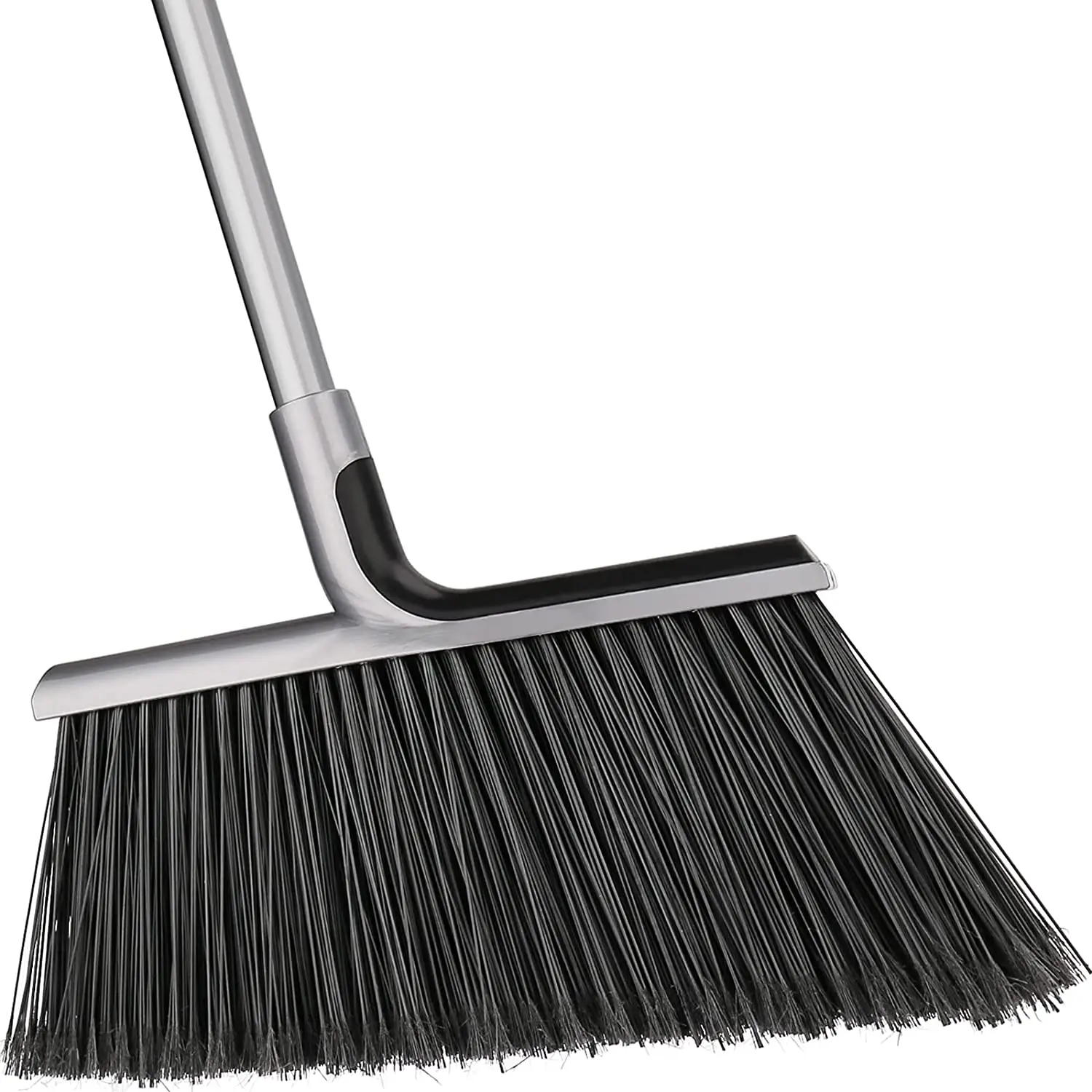 Outdoor Sweeping Broom Long Iron Stick Adjustable Stainless Steel Handle Soft PET Bristles Angle Broom