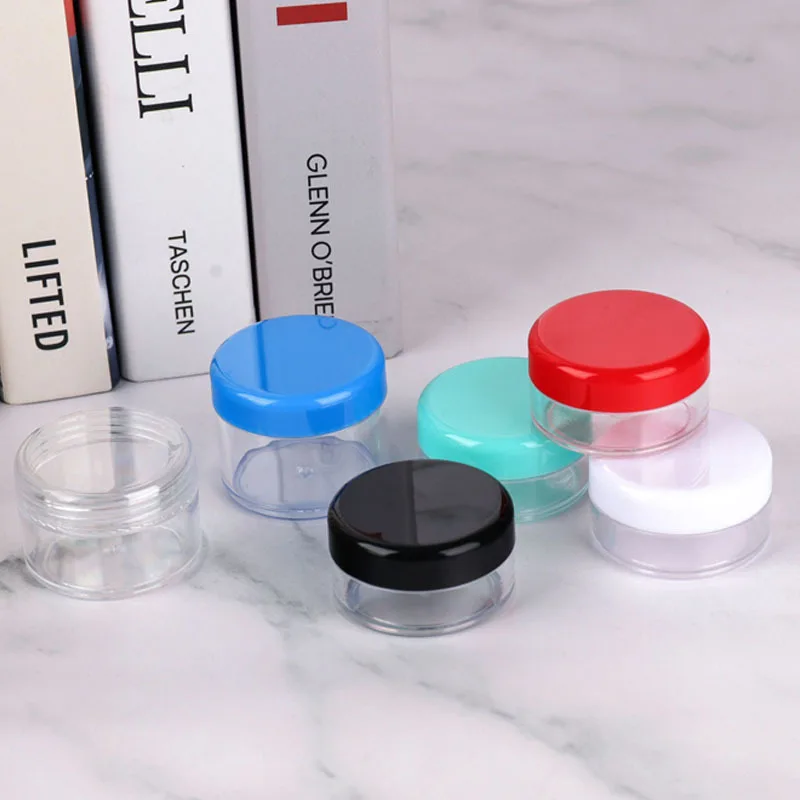 MAYSURE Custom Plastic PS Cream Jars Portable Clear Cosmetic Packaging Jars with Colorful Lids