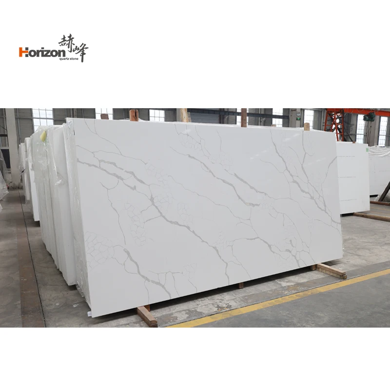 Horizon calacatta white quartz stone slabs for Kitchen quartz countertops