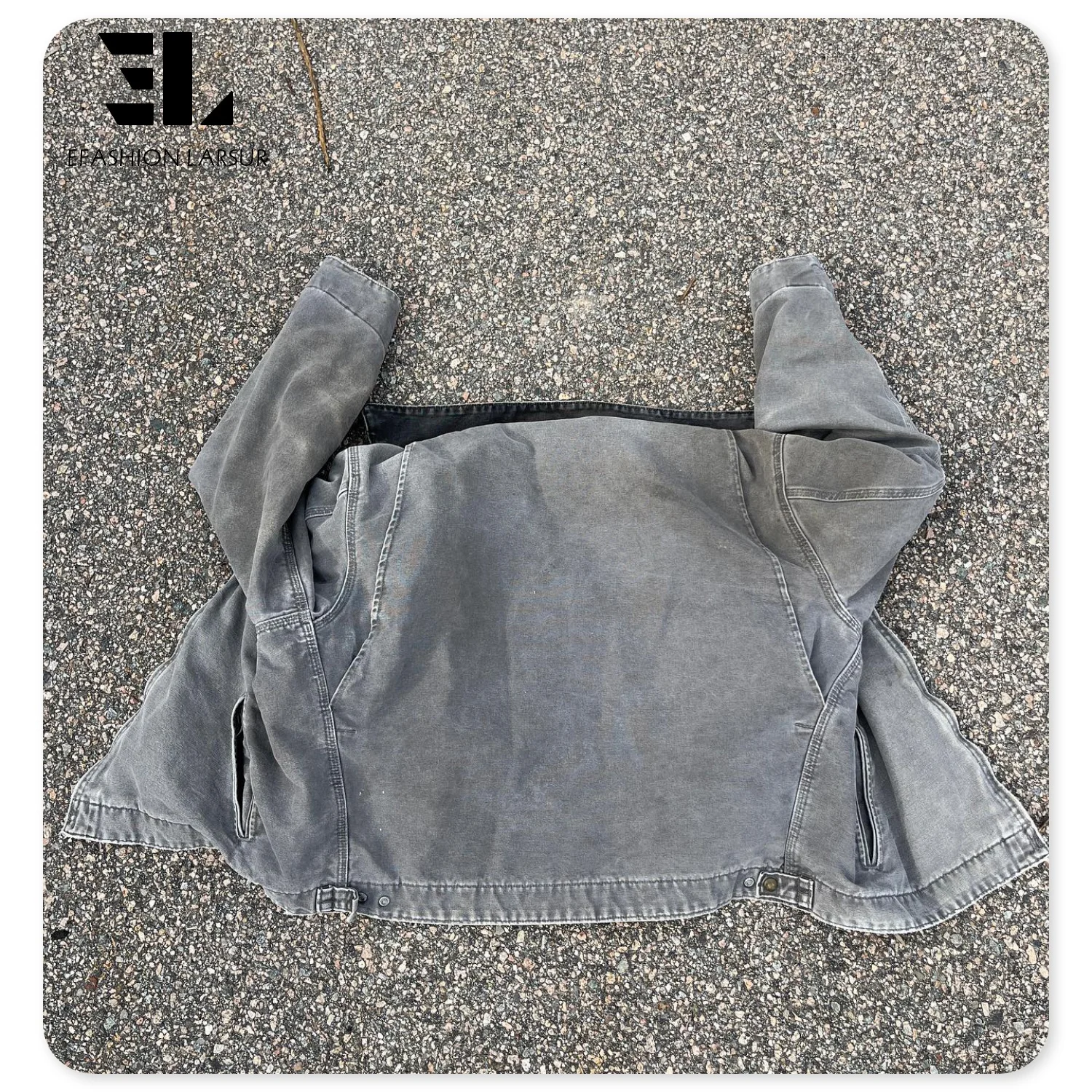 LARSUR Custom distress heavy duck canvas work jacket with lined vintage worker detroit jacket heavyweight carpenter chore jacket