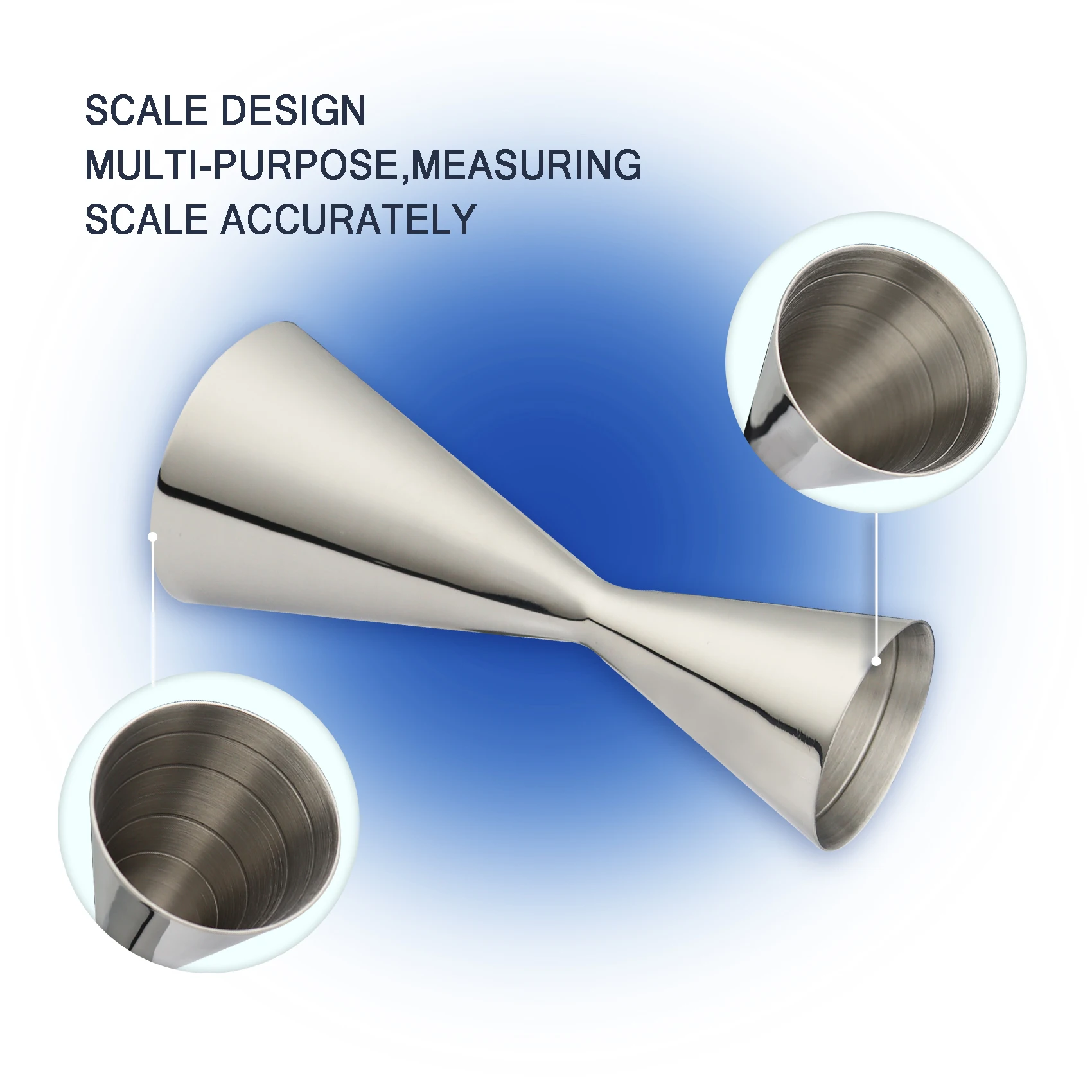 For Amazon Hot sale Popular Stainless Steel Bartender Accessories Bar Tool Cocktail Slim Measure Jigger 1/2oz