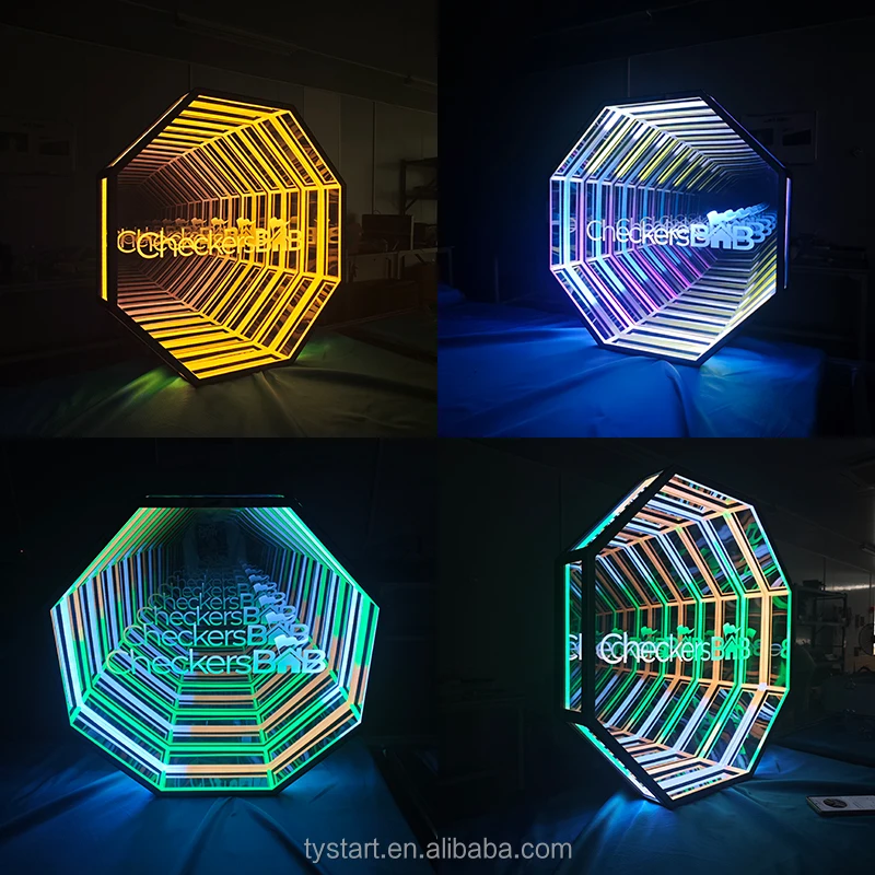 Remote control magic mirror neon layer mirror 3d led creative home aesthetic infinity mirror Sound sensor tunnel light