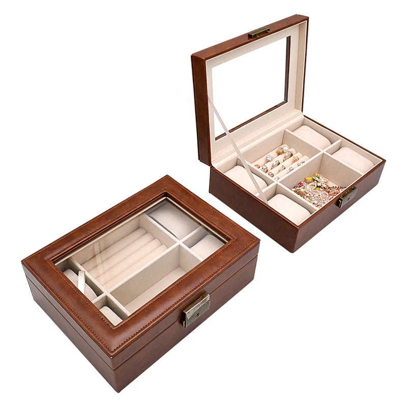 Oem Brown Jewelry Watch Case Custom Leather Sunglasses Storage For Watch Organizer Box