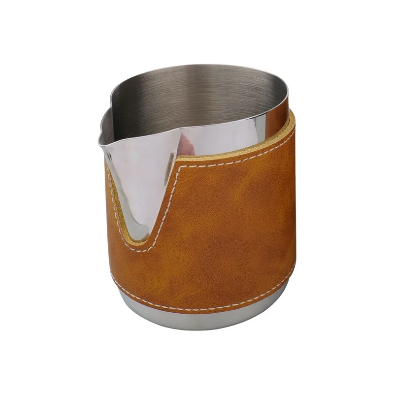 New Arrival Stainless Steel  Coffee Latte Jug Pour Over Milk Jug with PU cover