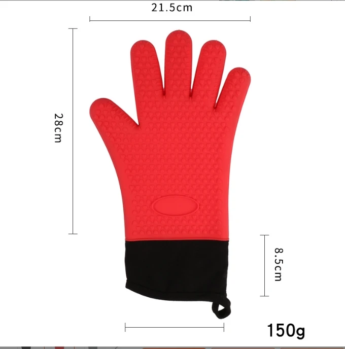 Silicone five-fingers oven gloves non-slip and heat resistant kitchen heat insulation mitts