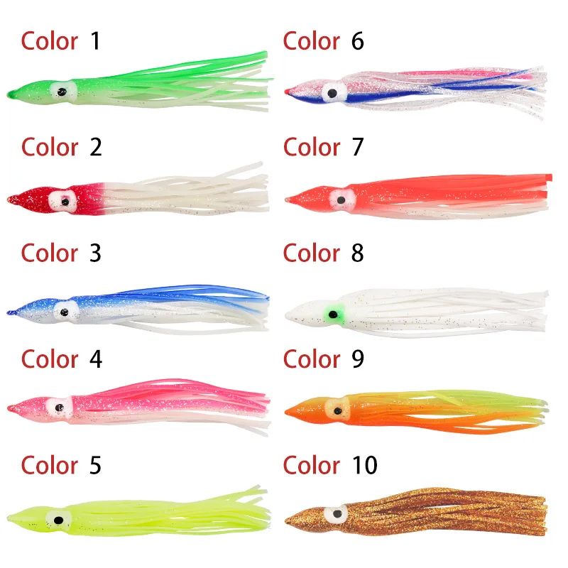 TOPIND 20 colorful lure squid octopus beard soft bait 12.5cm/4.2g with luminous boat fishing bait